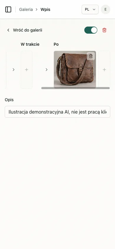Dalsza część tego samego mobilnego panelu z etapem Po
